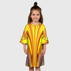 Платье клеш для девочки Вытянутые желтые полосы, цвет: 3D-принт — фото 2