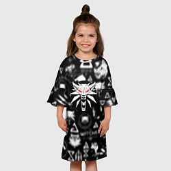 Платье клеш для девочки Ведьмак логотипы серые, цвет: 3D-принт — фото 2