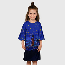 Платье клеш для девочки Юный астроном, цвет: 3D-принт — фото 2