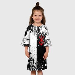 Платье клеш для девочки Берсерк знак жертвы - черно-белые брызги, цвет: 3D-принт — фото 2