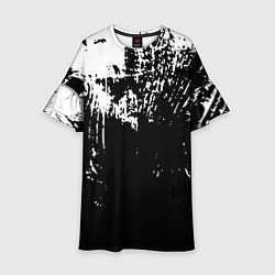 Платье клеш для девочки Черно-белый гранж текстуры дерева, цвет: 3D-принт