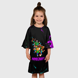 Платье клеш для девочки Minecraft neon краски, цвет: 3D-принт — фото 2