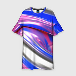 Платье клеш для девочки Вязкая абстракция в фиолетовых оттенках, цвет: 3D-принт