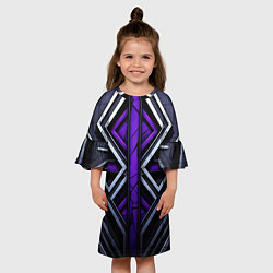 Платье клеш для девочки Фиолетовые вставки на черном фоне, цвет: 3D-принт — фото 2