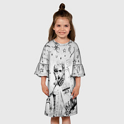 Платье клеш для девочки Лил Пип на сером фоне, цвет: 3D-принт — фото 2