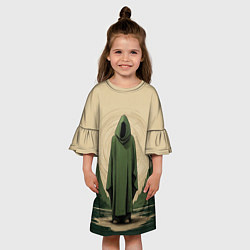 Платье клеш для девочки Незнакомец в зелёном балахоне, цвет: 3D-принт — фото 2