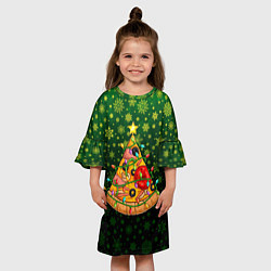 Платье клеш для девочки Пицца-ёлка, цвет: 3D-принт — фото 2