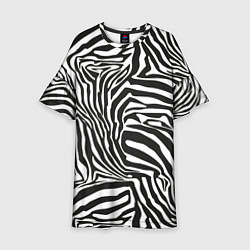 Платье клеш для девочки Шкура зебры черно - белая графика, цвет: 3D-принт