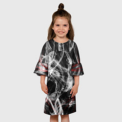 Платье клеш для девочки Серый дым узоры, цвет: 3D-принт — фото 2