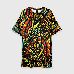 Платье клеш для девочки Африканская живопись, цвет: 3D-принт