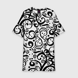 Платье клеш для девочки Чёрный кружевной узор, цвет: 3D-принт