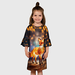 Платье клеш для девочки Декоративная оранжевая статуэтка лисы, цвет: 3D-принт — фото 2