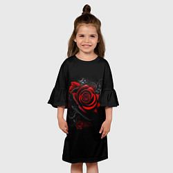 Платье клеш для девочки Алая роза, цвет: 3D-принт — фото 2