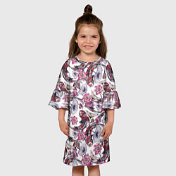 Платье клеш для девочки Карпы кои и лилии, цвет: 3D-принт — фото 2