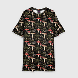 Платье клеш для девочки Goblincore - мухоморы, цвет: 3D-принт