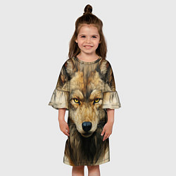 Платье клеш для девочки Волк в стиле диаграмм Давинчи, цвет: 3D-принт — фото 2