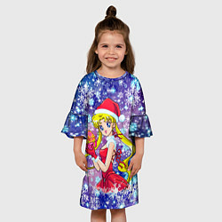 Платье клеш для девочки Новогодняя Сейлор Мун, цвет: 3D-принт — фото 2