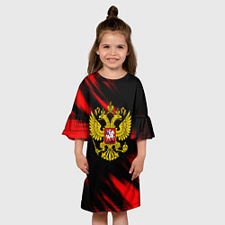 Платье клеш для девочки Герб РФ патриотический краски, цвет: 3D-принт — фото 2