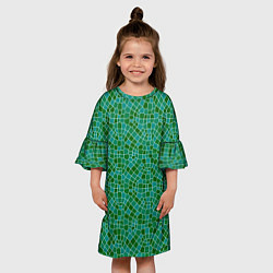Платье клеш для девочки Зелёный мозаичный паттерн, цвет: 3D-принт — фото 2