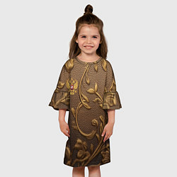 Платье клеш для девочки Золотой герб России, цвет: 3D-принт — фото 2