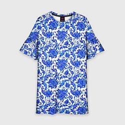 Платье клеш для девочки Гжель классика, цвет: 3D-принт