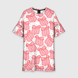 Платье клеш для девочки Узор с розовыми бантами в горошек, цвет: 3D-принт