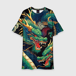 Платье клеш для девочки Два Японских дракона - ирезуми, цвет: 3D-принт
