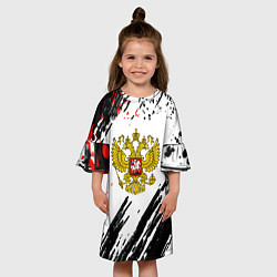 Платье клеш для девочки Россия герб рф спорт краски, цвет: 3D-принт — фото 2