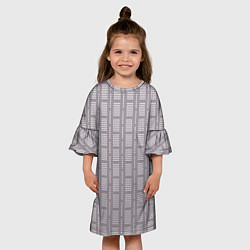 Платье клеш для девочки Тёплый серый паттерн кружочки, цвет: 3D-принт — фото 2