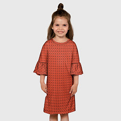 Платье клеш для девочки Геометричные полосы коралловый, цвет: 3D-принт — фото 2
