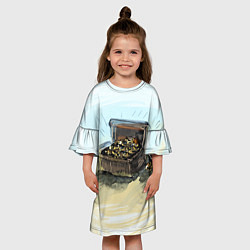 Платье клеш для девочки Сундук с сокровищами, цвет: 3D-принт — фото 2