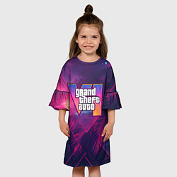 Платье клеш для девочки GTA 6 summer logo, цвет: 3D-принт — фото 2