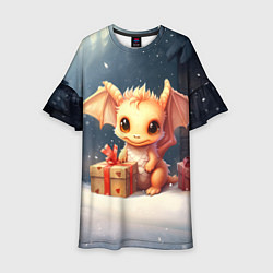 Платье клеш для девочки Дракон тайный повелитель елок, цвет: 3D-принт
