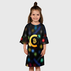 Платье клеш для девочки Bitcoin logo criptomoney, цвет: 3D-принт — фото 2