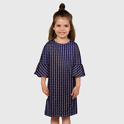 Платье клеш для девочки Тёмно-синий и цепочки, цвет: 3D-принт — фото 2