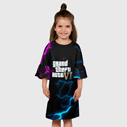 Платье клеш для девочки Grand theft auto storm, цвет: 3D-принт — фото 2