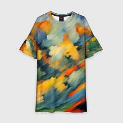 Детское платье Жёлтые и синие мазки