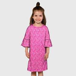 Платье клеш для девочки Паттерн маленький сердечки розовый, цвет: 3D-принт — фото 2