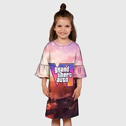 Платье клеш для девочки GTA 6 Vice, цвет: 3D-принт — фото 2