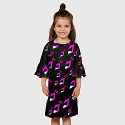Платье клеш для девочки JoJos Bizarre neon pattern logo, цвет: 3D-принт — фото 2