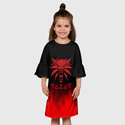 Платье клеш для девочки Ведьмак огонь лого геральт, цвет: 3D-принт — фото 2