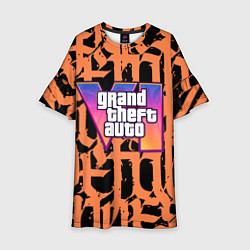 Платье клеш для девочки GTA 6 граффити, цвет: 3D-принт