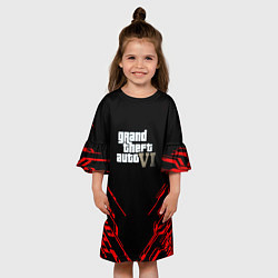 Платье клеш для девочки GTA6 stripes game, цвет: 3D-принт — фото 2
