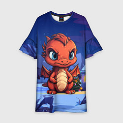 Детское платье Забавный красный дракон 2024