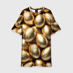Платье клеш для девочки Золотые Пасхальные яйца, цвет: 3D-принт