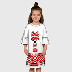Платье клеш для девочки Обережная вышиванка - узор алатырь, цвет: 3D-принт — фото 2