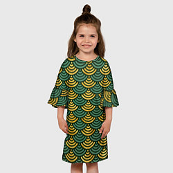 Платье клеш для девочки Чешуя зелёного древесного дракона, цвет: 3D-принт — фото 2