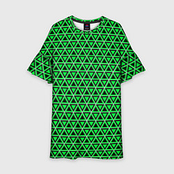 Платье клеш для девочки Зелёные и чёрные треугольники, цвет: 3D-принт