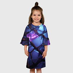 Платье клеш для девочки Фиолетовые неоновые плиты, цвет: 3D-принт — фото 2