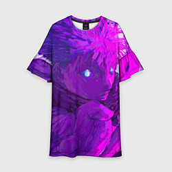 Платье клеш для девочки Годжо произносит заклинание, цвет: 3D-принт